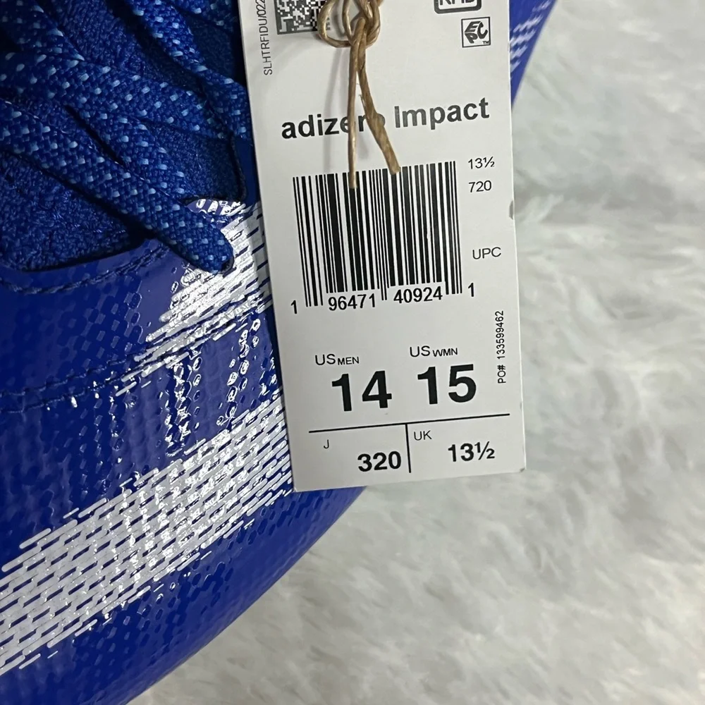 adidas Men's adizero Impact Speed Juice Royal Blue And White Football Cleats 14